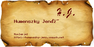 Humenszky Jenő névjegykártya