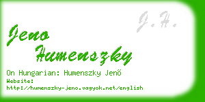 jeno humenszky business card